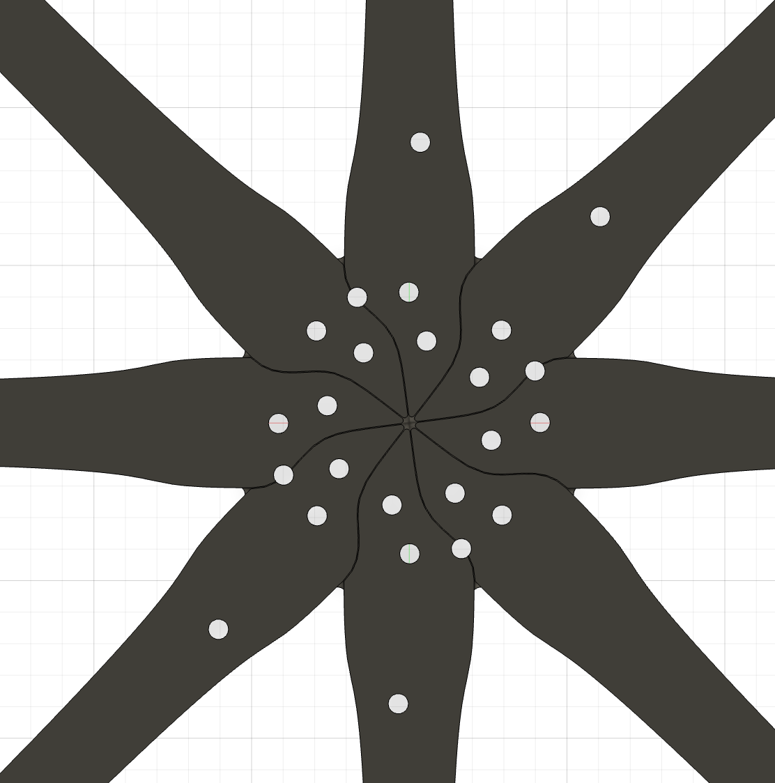 Top-down layout of the arm geometry in CAD