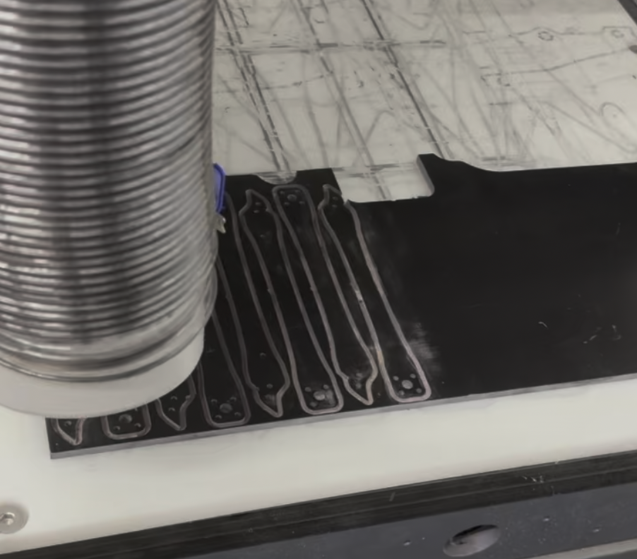 CNC toolpath simulation for the arm cuts