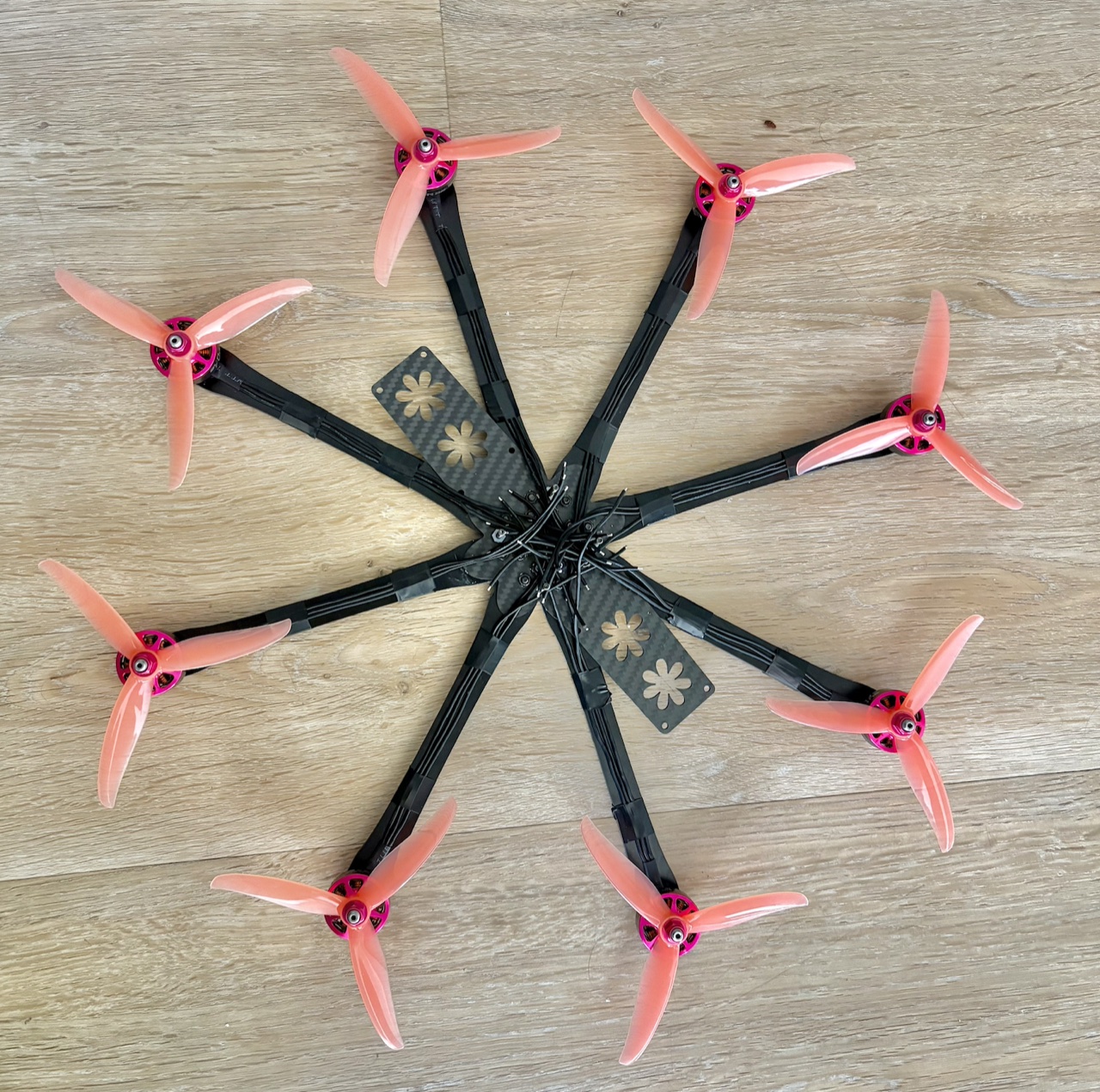 The phase wires for the motors are now taped down and the frame is perfectly aligned
